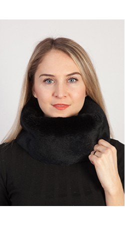 Black rex rabbit fur neck warmer